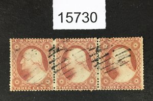 MOMEN: US STAMPS # 26 STRIP OF 3 USED LOT #15730