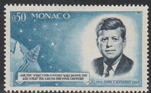 Monaco # 596, John F. Kennedy, Mint Hinged