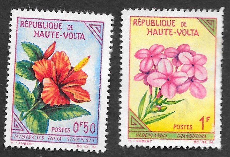 Upper Volta Scott #111-112 flowers (1975) MNG