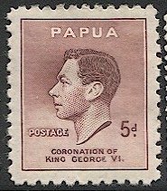 PAPUA NEW GUINEA 1937  Sc 121 Mint LH  5d  KGVI  VF