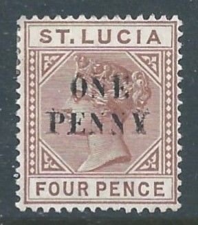 St. Lucia #42 Mint No Gum 4p Queen Victoria Surcharged