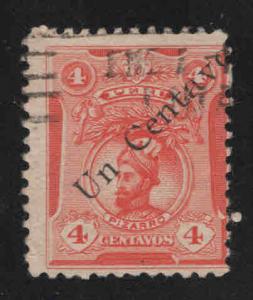 Peru  Scott 208 used surcharged stamp