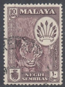 Malaya Negri Sembilan Scott 69 - SG74, 1957 Elizabeth II 10c Maroon used