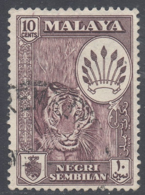 Malaya Negri Sembilan Scott 69 - SG74, 1957 Elizabeth II 10c Maroon used