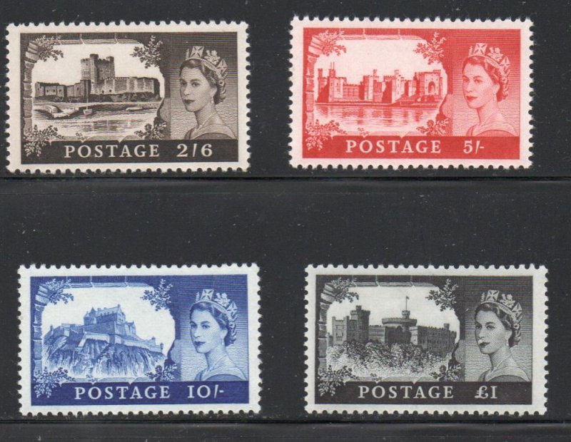 Great Britain Sc 525-28 1967 Castles High Values stamp set mint NH