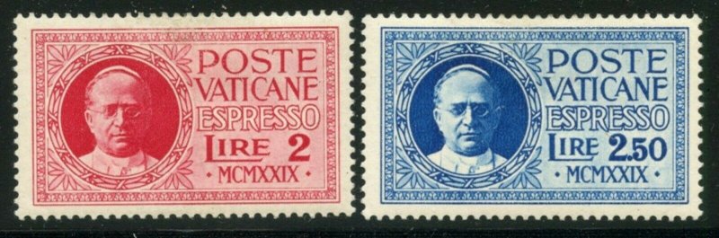 VATICAN Sc#E1-E2 1929 Pope Pius XI EXPRESS Complete Mint OG Hinged