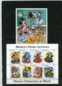 GUYANA 1995 DISNEY CHARACTERS AT WORKS SHEET OF 8 STAMPS & S/S MNH