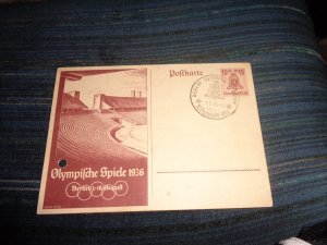 GERMANY WWII PROPAGANDA POSTAL CARD:  1936 OLYMPIC STADIUM