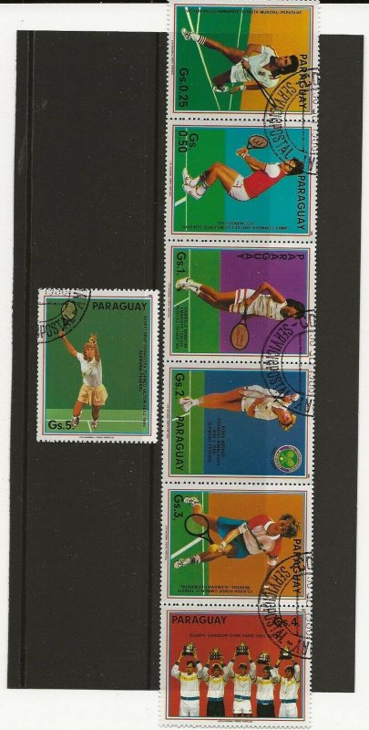 Thematic Stamps Sports - PARAGUAY 1986 TENNIS CHAMPIONSHIPS 7v used