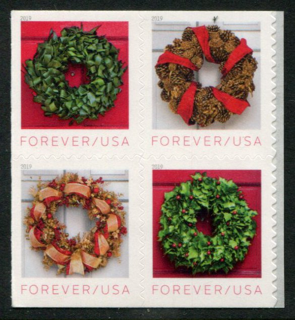 5427a US (55c) Wreaths SA, MNH blk/4