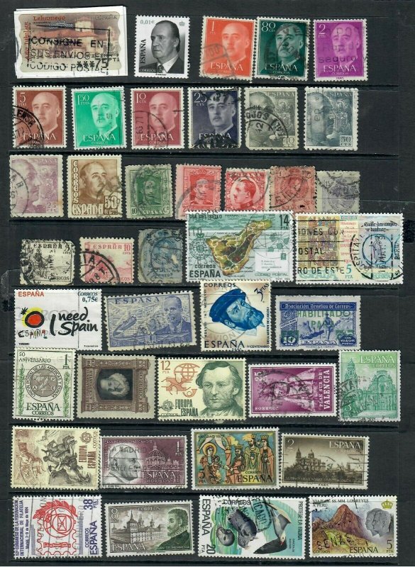 SPAIN  MIXTURE x 40  USED, ALL DIFFERENT LOT R