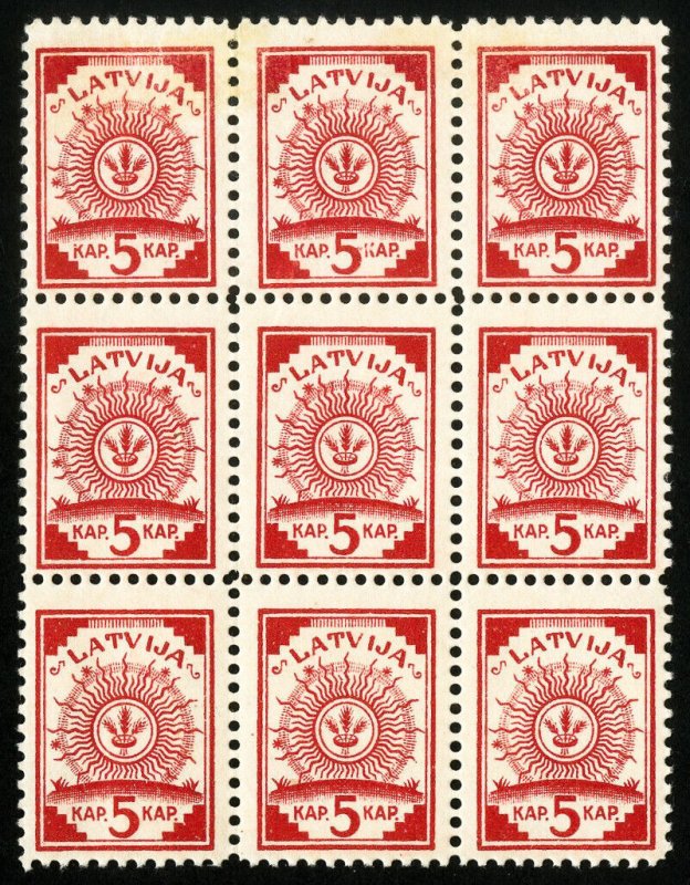 Latvia Stamps # 2 Block Of 9 Military Map Paper