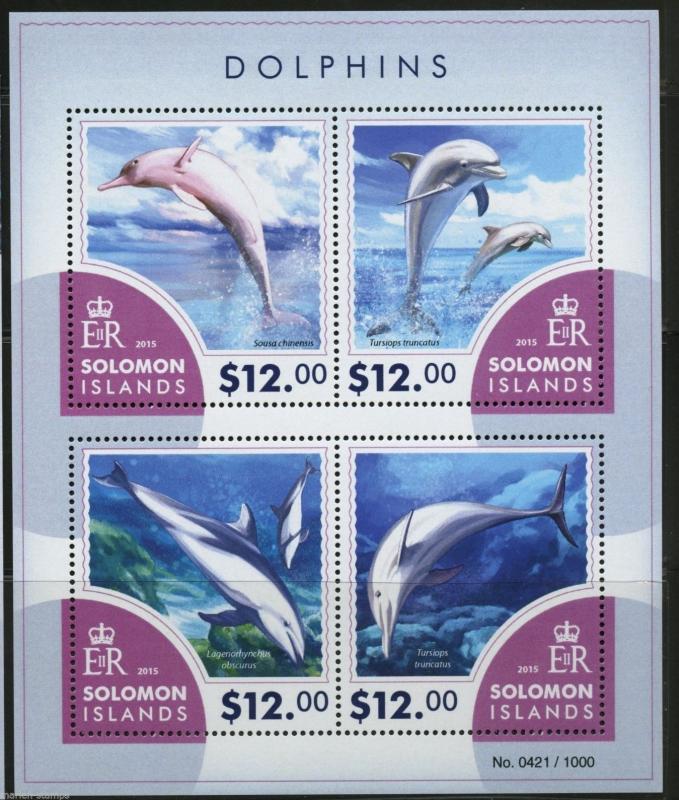 SOLOMON ISLANDS DOLPHINS  SHEET OF FOUR MINT NH