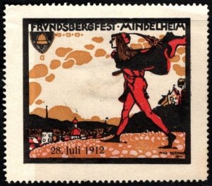 1912 Germany Poster Stamp Frundsberg Festival Mindelheim 28 July