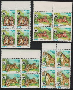 Laos WWF Tiger 4v Blocks of 4 with margins 1984 MNH SC#517-520 SG#704-707