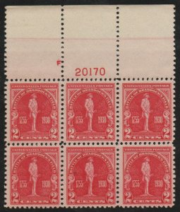 USA #688 VF/XF OG NH, Plate Block of 6, super large top, eye popping color! C...