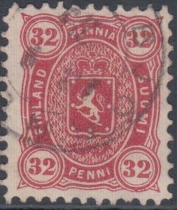 FINLAND Sc # 23: 32P CARMINE, A FINE COPY with LIGHT CANCEL