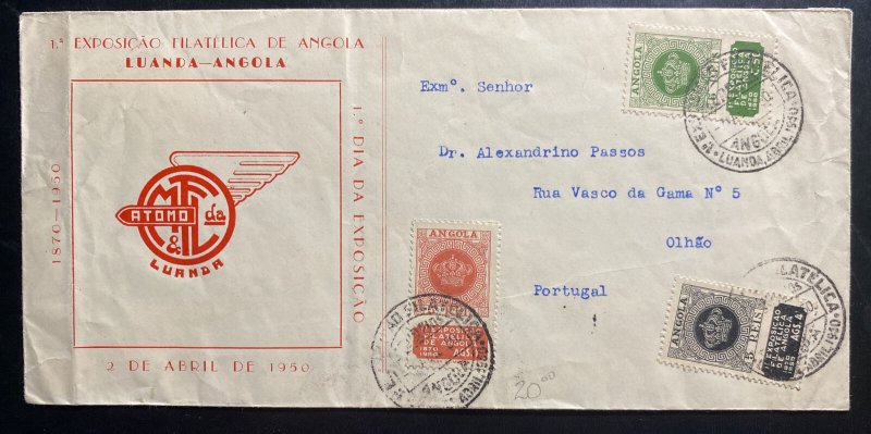 1950 Luanda Angola First Day Cover FDC To Portugal Philatelic Exhibition 