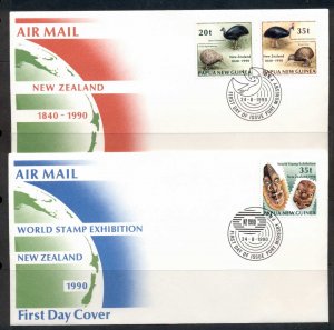 PNG 1990 New Zealand Satmp Ex 2x FDC