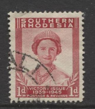 Southern Rhodesia- Scott 67 -Queen Elizabeth - 1947 - FU - Single 1d Stamp