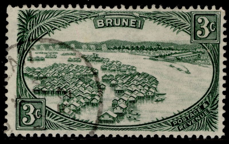 BRUNEI GVI SG81, 3c green, FINE USED. CDS