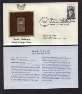 2956 Bessie Coleman, FDC PCS Gold Replica addressed