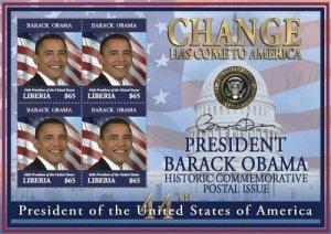 Liberia 2009 - President Barack Obama Sheet of 4 Stamps MNH