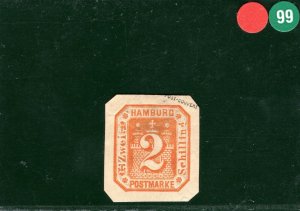 Germany States HAMBURG Stamp 2s Orange EMBOSSED Die Mint MNG RGREEN99
