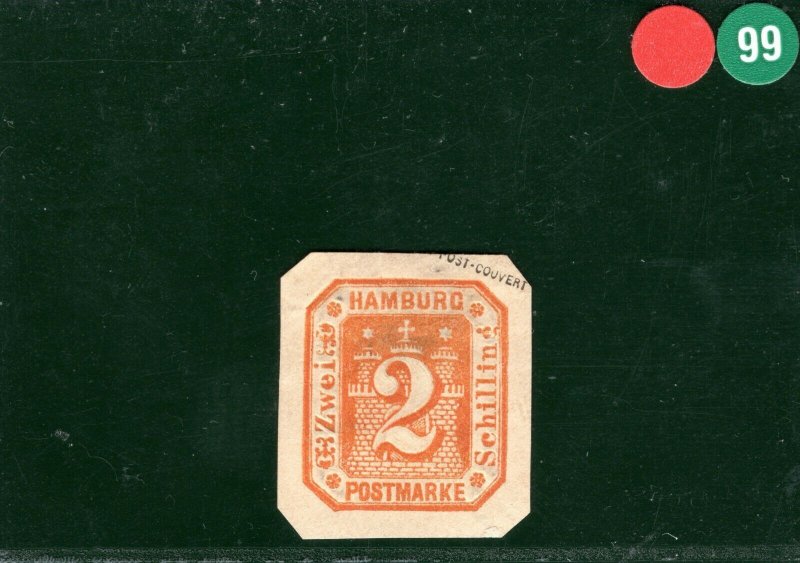 Germany States HAMBURG Stamp 2s Orange EMBOSSED Die Mint MNG RGREEN99