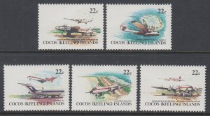 Cocos Keeling Islands 68-72 Airplanes MNH VF