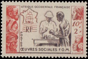 French West Africa #B3, Complete Set, 1950, Medical, Hinged
