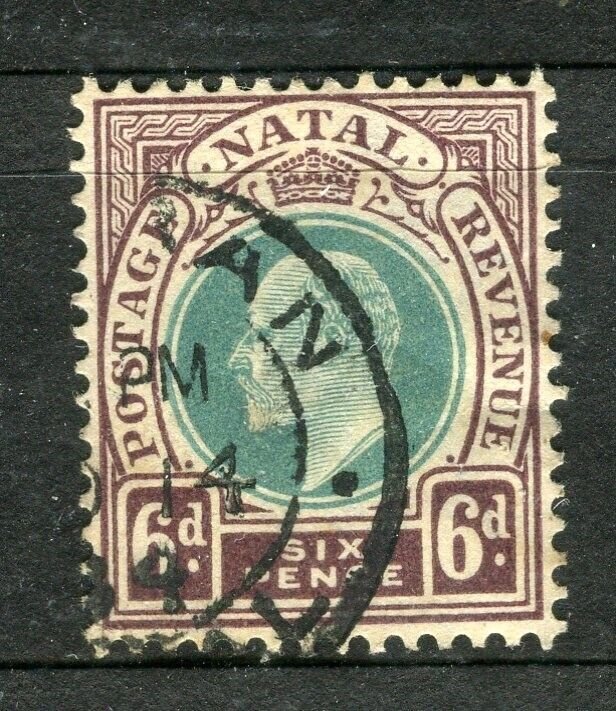 SOUTH AFRICA NATAL; Early 1900s Ed VII issue fine used Shade of 6d. value