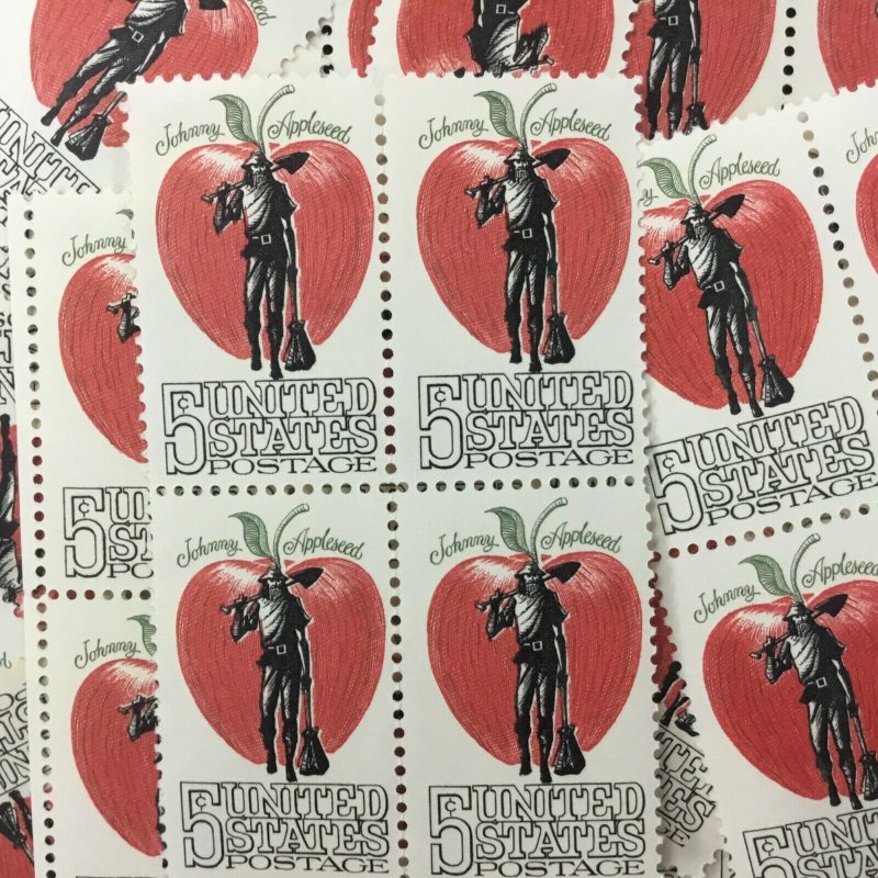  1317   Johnny Appleseed, Folklore.  100 mint untag 5 cent stamps.  Issued 1966.