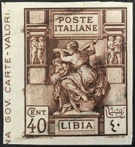 Italy Libia n. 41b cv 720$ - Variety UNPERFORATED - CERTIFICATE - MH*