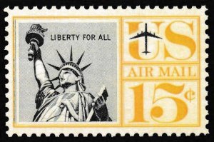 U.S. Scott # C 58  1959, 15¢, PSE Cert., XF 90, Mint, OGnh, Black & Orange