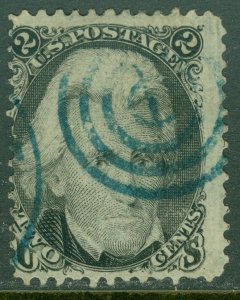 EDW1949SELL : USA 1863 Sc #73 Used. Scarce Blue Bullseye cancel. Sound. Cat $70+