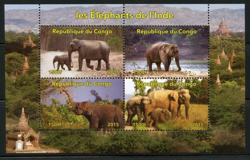 CONGO 2016 ELEPHANTS OF INDIA SHEET MINT NH