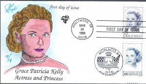 Pugh Designed/Painted Rare Princess Grace Kelly FDC 12 of 18 created!!