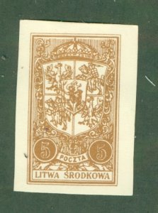 CENTRAL LITHUANIA 39 IMPerf BIN $0.60
