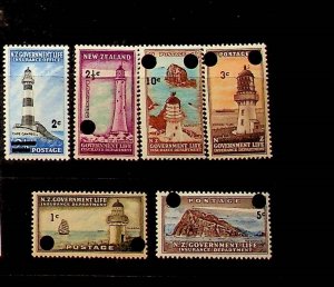 NEW ZEALAND Sc OY37-42 NH ISSUE OF 1967 - LIGHTHOUSES