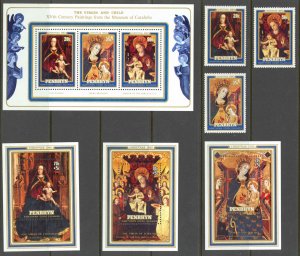 Penrhyn Island Sc# 127-129, B7-B9 MNH 1980 Christmas