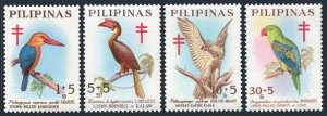 Philippines B32-B35,MNH. Red Cross 1967. Kingfisher, Hornbill, Eagle, Parrot.