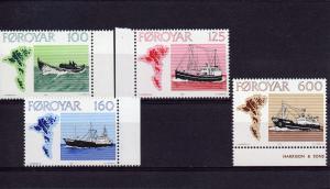 Faroe Islands - 24-27 MNH 1977 Fishing Vessels & Map Islands