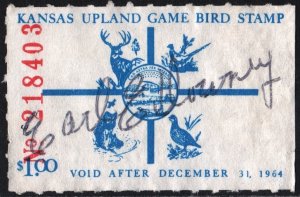 Kansas Wooten #4 Upland Game Bird Stamp (1964) Signed