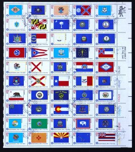U.S. Used #1682a 13c Bicentennial Flags Sheet of 50. CDS Cancels. Scarce!