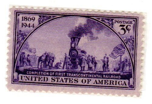 1944 Transcontinental Railroad Single 3c Postage Stamp, Sc#922, MNH, OG