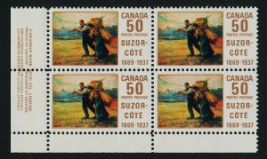 Canada 492i BL Plate Block MNH Suzor-Cote Return from the Harvest