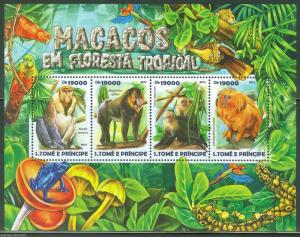 SAO TOME E PRINCIPE 2015 APES MONKEYS OF THE TROPICAL RAINFOREST SHEET OF 4