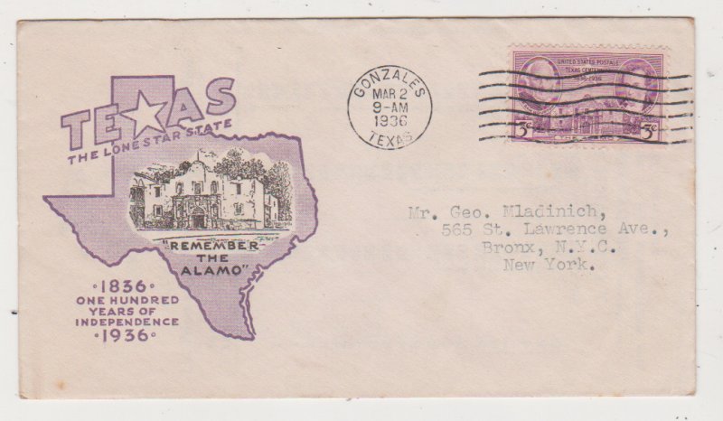 US Scott # 776 3¢ Texas, FDC, Ioor cachet, Mellone $20.00 