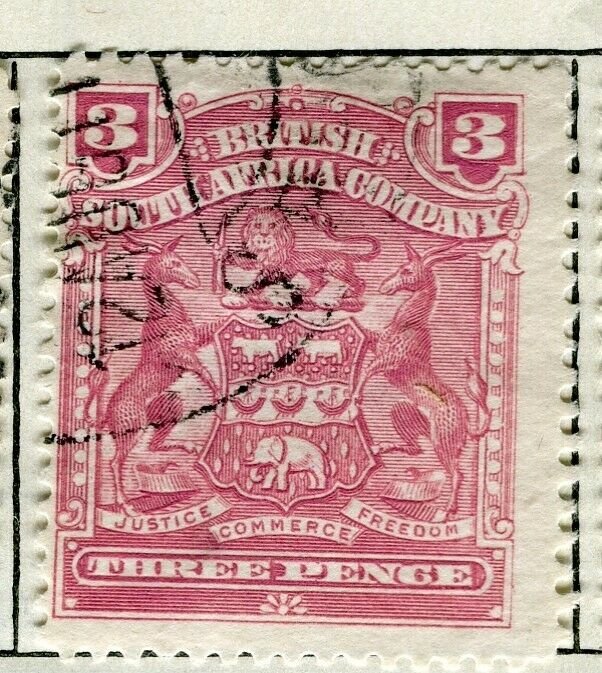 RHODESIA; 1898 early classic Springbok issue fine used 3d. value